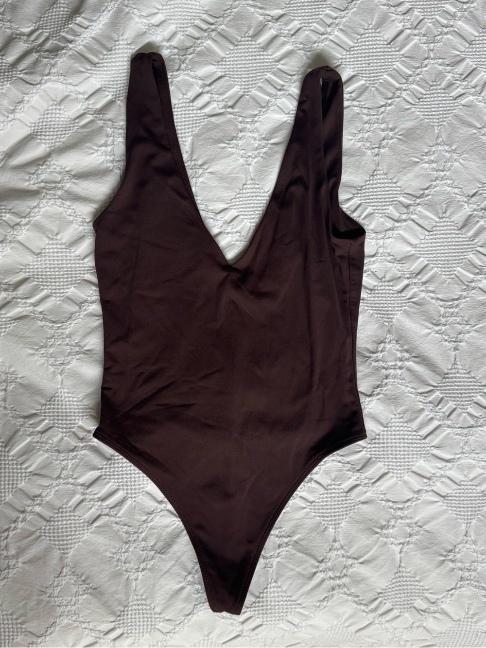 Aritzia Babaton V-Neck Chocolate Brown Bodysuit